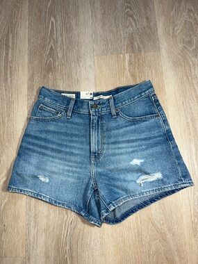 Levi's Medium Blue Distressed High-Rise Denim Shorts